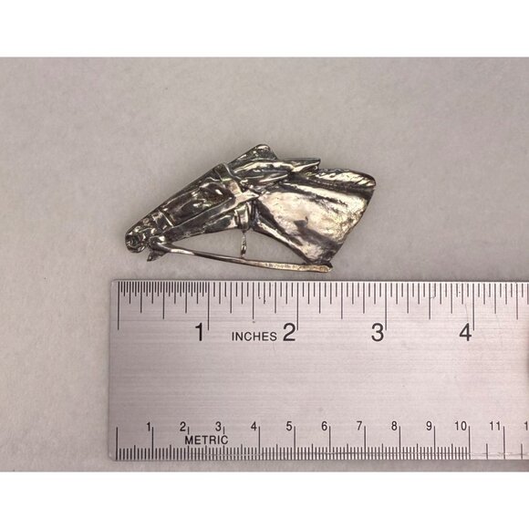 Sterling Silver Horse Head Pin Brooch Equestrian Design Unique Handcrafted - Picture 3 of 3